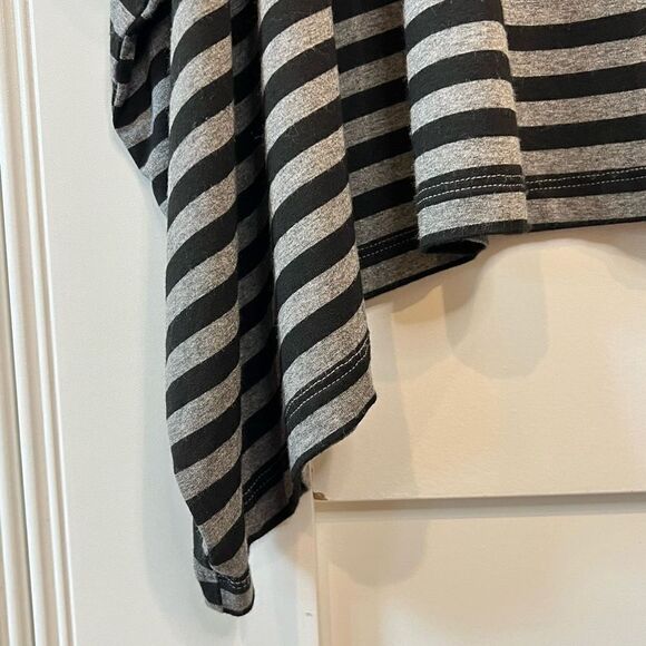 Bryn Walker Women’s Small Viscose Striped Black Grey Midi Dress 3/4 Sleeve - Picture 5 of 11